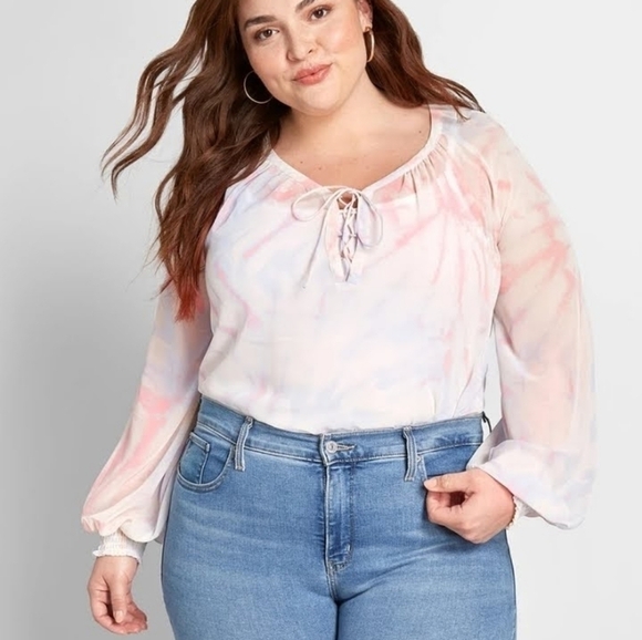 Modcloth Boho I Go Chiffon Sheer Blouse Size 1X - Picture 1 of 7